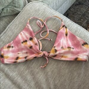 Skatie Pink and Brown Tie-Dye Bikini Top